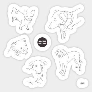 Line Art Dog Set - Adopt Don't Shop Sticker
